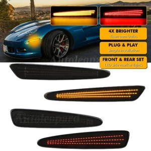For Chevrolet Corvette C6 LED Side Marker Lights Rear Red Front Amber 2005-2013 - Picture 1 of 12