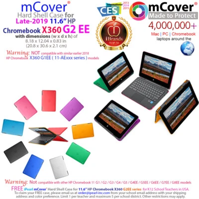 NUEVO ESTUCHE RÍGIDO TRANSPARENTE mCover® para finales de 2019 11,6" HP Chromebook X360 G2 EE Foto 1 de 4