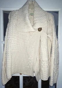 Aran Sweater Market 100% Merino Wool Multi TypeKnit Cardigan Women’s Size S - Picture 1 of 8