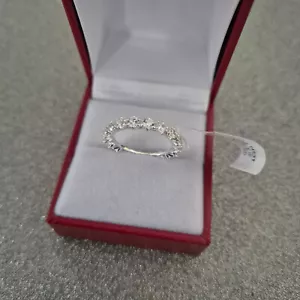 Swiss Star Zirconia Eternity ring in Rhodium over Sterling Silver - Picture 1 of 4