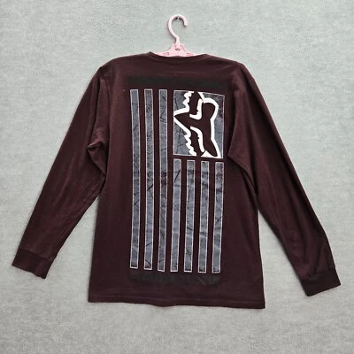 Camisa Fox Hombres M Roja Hebilla Logo Gráfico Manga Larga Logo Algodón Poliéster Camiseta Foto 1 de 4