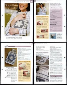 Snowflake Hot-Water Bottle Cover #14 Around House -Art Of Crochet 2 Page Pattern - Picture 1 of 1