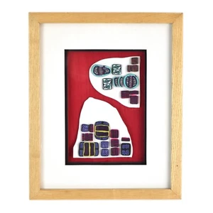 Vintage Mixed Media Polymer Clay Framed Sculpture - Picture 1 of 5