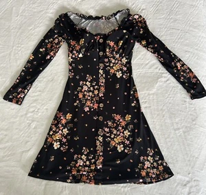 NoBo Older Girls Dress- size Small- Never Worn- sz Small- (3-5)-Black w/ flowers - Picture 1 of 4