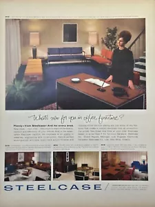 Muebles de oficina Steelcase MCM vestíbulo sala de reuniones decoración anuncio impreso vintage 1965 - Imagen 1 de 4