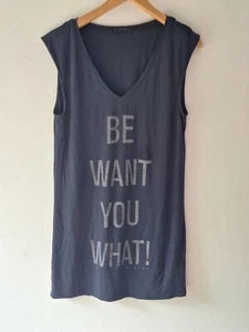 SISLEY Womens Sleeveless Black V Neck Logo T Shirt Soft Jersey Small - Picture 1 of 7