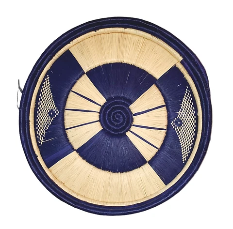 Coiled Woven Fiber Round Basket Wall Hanging 13" Cover