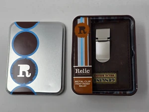 RELIC Men's Card Holder Money Clip Front Pocket Wallet Brown Leather - Picture 1 of 5