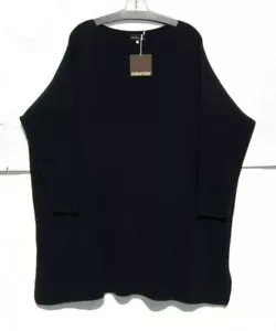 NWT Eskandar DARK NAVY MidWeight Mini Moss Stitch Cotton Knit 36" Long Tunic O/S - Picture 1 of 5
