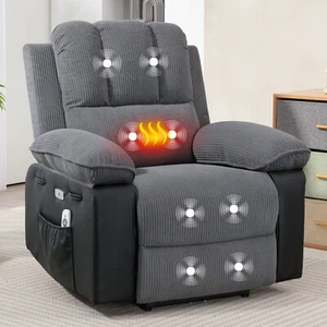 Massage Heated Sofa Electric Recliner Armchair Reclining Comfy Lounge Chair Grey - Picture 1 of 14