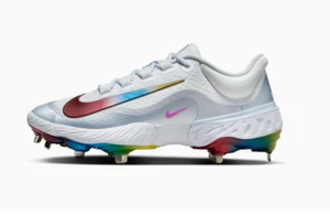 Botines de béisbol bajos Nike para hombre 13 M Alpha Huarache Elite 4 en blanco/hipervioleta - Imagen 1 de 6