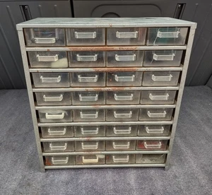 Vintage Markenlos Metall 32 Schubladen Shop Hardware Organizer - Bild 1 von 18