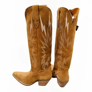 Stivali western da donna Dingo Thunder Road in pelle scamosciata cammello - cammello, 8M - Foto 1 di 20