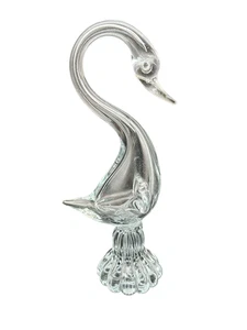 Vintage 1960s  Murano Art Glass Large Clear Swan 10" Figurine - Picture 1 of 8