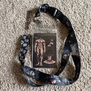 Attack on Titan Reversible ID Lanyard Badge Holder With Metal Logo Charm - Picture 1 of 2