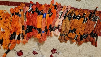 Vintage DMC Thread Floss 70+ Skeins Different Colors of Orange Yellow Warm - Image 1 of 4