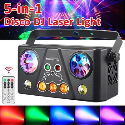 5in1 Disco Effect Lighting RGB LED Beam DMX DJ Party Stage Laser Projector Light - Image 1 of 4