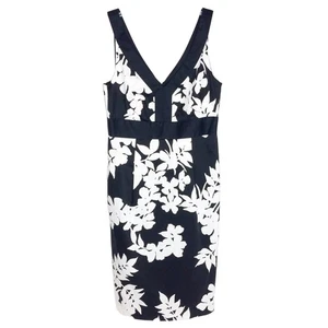Vestido floral para mujer White House Black Market WHBM talla 2 negro blanco sin mangas - Imagen 1 de 8