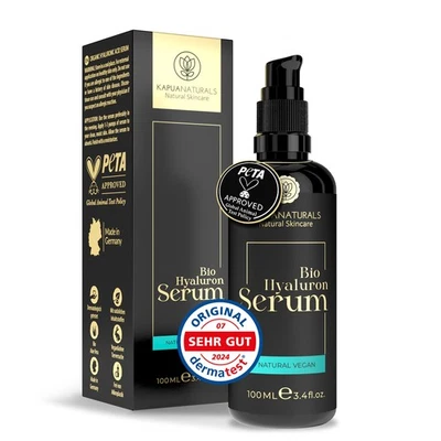 KAPUA NATURALS BIO Hyaluron Serum hochdosiert • 100ml +Vit E & B5 • 7-Fach Hyaluronsäure Serum