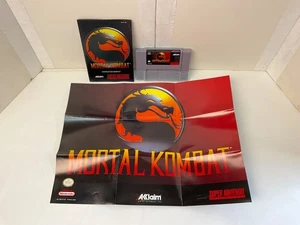 Tested ! SNES *Mortal Kombat I* w/ *Manual & Poster* Dust Cover 1 Super Nintendo - Picture 1 of 16