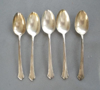 Lote de 5 cucharaditas de plata Gorham patentadas 1911.  Mismo patrón Art Deco. Bonito Foto 1 de 4