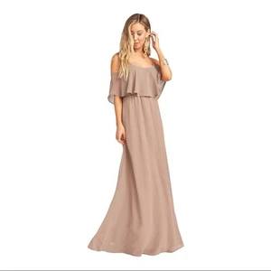Show Me Your Mumu Caitlin Ruffle Maxi Dress Dune Chiffon Size Small NWT - Picture 1 of 7