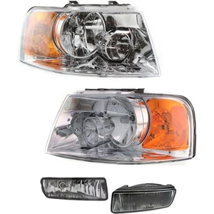 Headlight Kit For 2004-2006 Ford Expedition LH and RH Clear Lens Chrome Housing - Picture 1 of 12