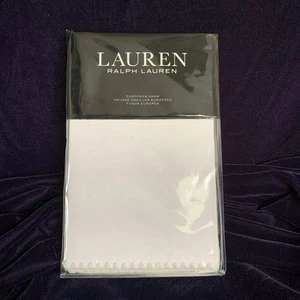 NEW Lauren Ralph Lauren Anya European Sham White Grey 100 % Cotton Bedding 26x26 - Picture 1 of 6