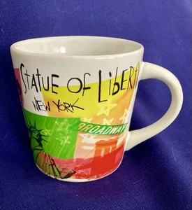 Statue of Liberty Ceramic Coffee Mug Colorful Abstract 16 oz Broadway Taxi AS IS - Picture 1 of 10
