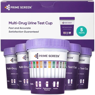 [5 pack] Prime Screen 14 Panel Urine Drug Test Cup - 5 Count (Pack of 1)  - Image 1 of 4