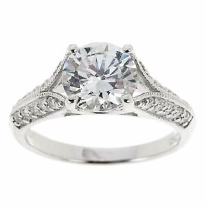 2.20 Ct Round Simulated Diamond Solitaire Ring In 14K White Gold Plated