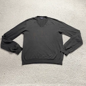 Vintage J Crew Sweater Mens Medium Gray V Neck Long Sleeve Pullover Knit Italy - Picture 1 of 9