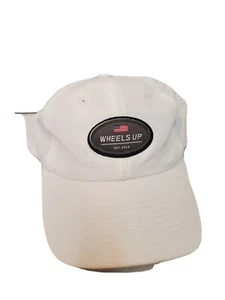 Wheels Up Hat Flag Patch Cap White Strapback Lightweight - Picture 1 of 4