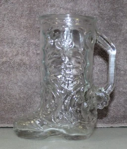 Vintage Clear Glass Cowboy Boot Drinking Glass / Beer Mug Pre owned - Picture 1 of 10