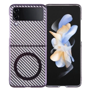 For Samsung Galaxy Z Flip4 6D Plated Carbon Fiber Clear Magsafe PC Phone Case - Photo 1 sur 2