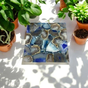 Crystal Agate Console Table Top Luxurious Gemstone Hallway Interior Furniture - Picture 1 of 7