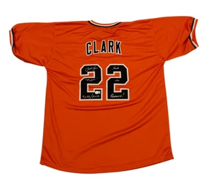 Jack Clark Signed SF Giants Custom Orange Jersey w/ 3 Ins Beckett Wit BAS COA - Picture 1 of 3