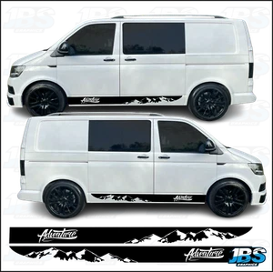 FITS VW Transporter SWB T5 T6 ADVENTURE Mountains Vinyl Stripes Graphics - Picture 1 of 2