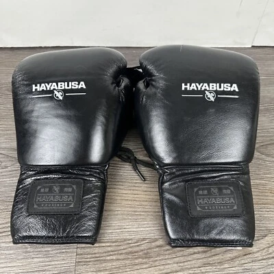 Hayabusa Pro Leather Lace-Up Boxing Gloves for Men and Women 16oz Black - Image 1 of 4