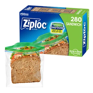Ziploc Sandwich and Snack Bags with EasyGuide Texture, Plastic Storage Bags - Picture 1 of 6