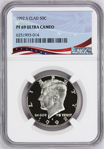 1992-S Proof Kennedy Half, Graded PF69UC by NGC ~ NEW Patriotic OSR Label! Cover