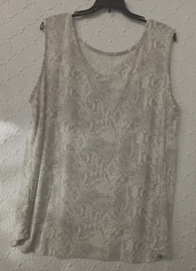 Damen Tank Top Markenlos 1X Grau und Elfenbein Schlangenleder Design Guter Zustand - Bild 1 von 5