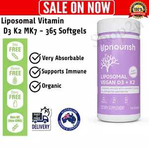 Liposomal Vitamin D3 K2 MK7 150 Softgels | VIT D3 5000 IU + K2 100 Mcg with Orga - Picture 1 of 7