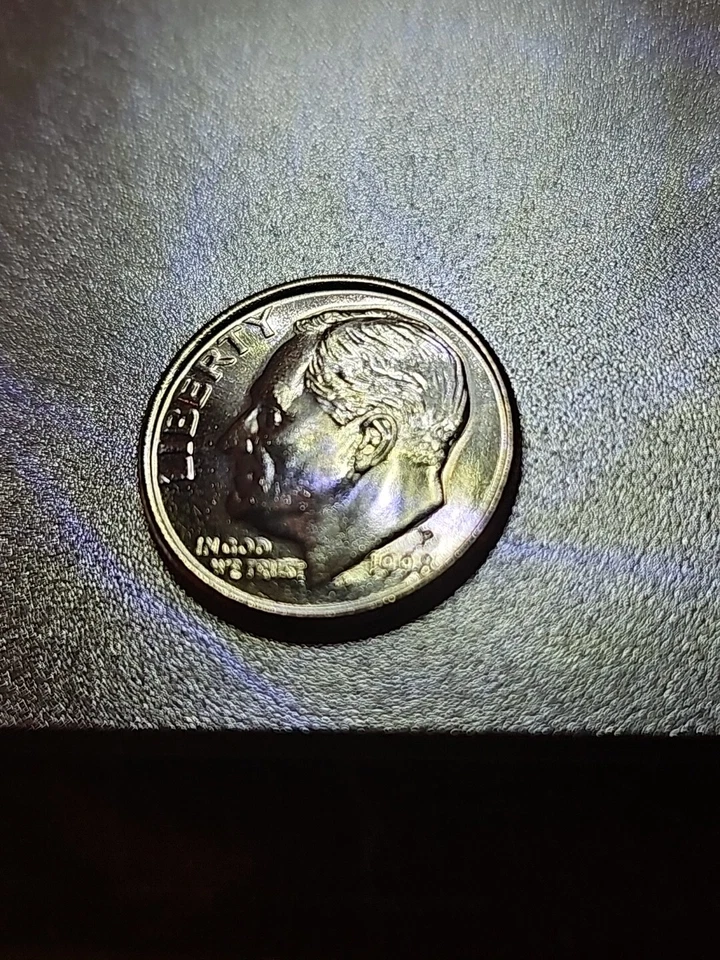 1998 P Roosevelt Dime Extremely Deep Rim FULL BANDS DDR ON M & R  On Front  - Image 1 of 4