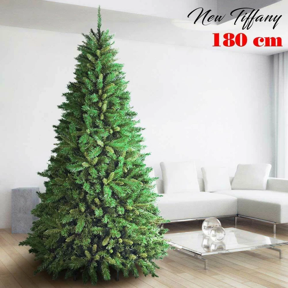 Albero Di Natale 180cm New Tiffany Super Folto 723 Rami Pino Verde Base a Croce - Immagine 1 di 4