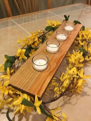 Candelabro (4) Soporte votivo de vidrio mesa envejecida centro de mesa granja campo Foto 1 de 4