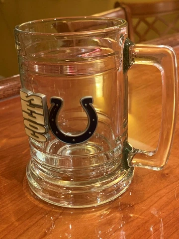 Indianapolis Colts 12 ounce Glass Beer Stein Mug NFL Drinkware Pewter Logo Gift Cover
