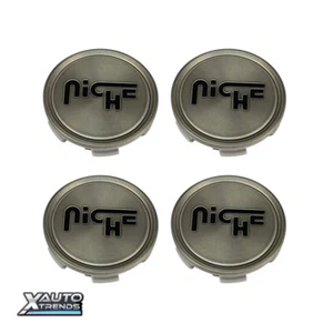 4 x Niche Wheel Center Cap Dark Tint w/ Logo In Black 1003-22DTLB - Picture 1 of 1