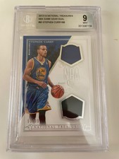 2013-14 National Treasures NBA Game Gear Dual Stephen Curry Mint 9 BGS