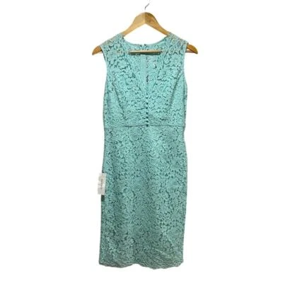 NWT Bardot Milana Lace Dress Size 8 Baby Blue V-neck Fitted Sheath  - Image 1 of 4